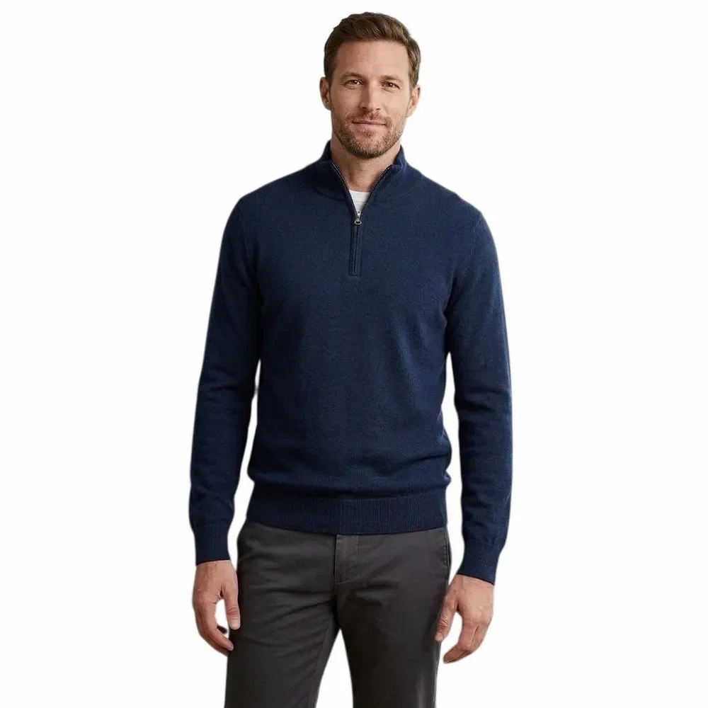 J.Crew Mercantile Men's Navy Quarter-Zip Sweater L